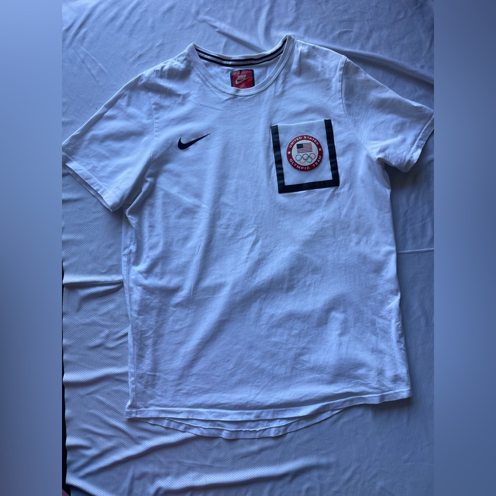 Nike US Olympics Team T-Shirt Mesh Pocket Logo Short Sleeve Size XL White